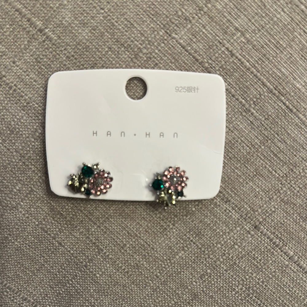 Elegant Pink and Green Floral Earrings